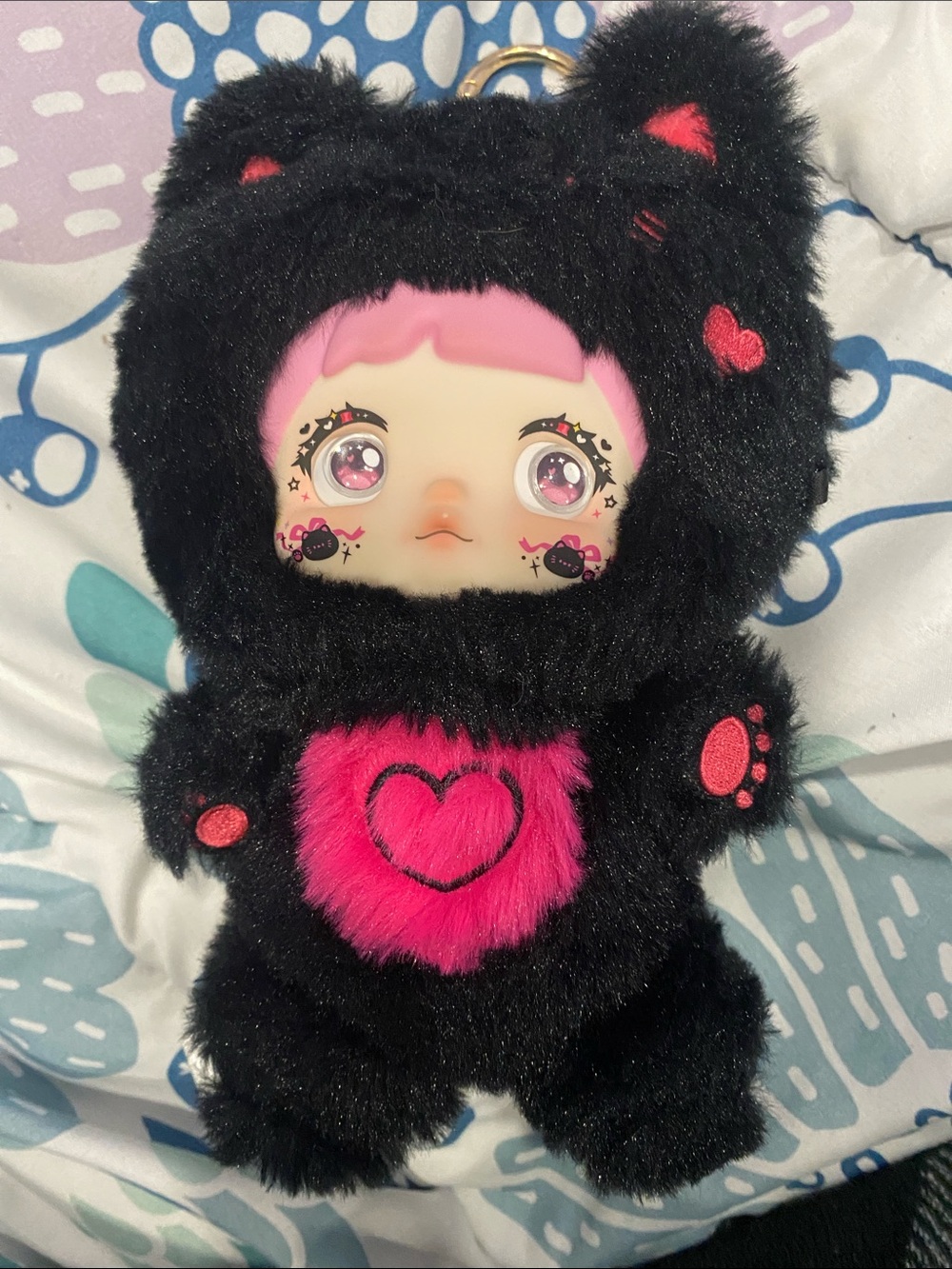 Nommi Collectable Black and Pink Heart Plush